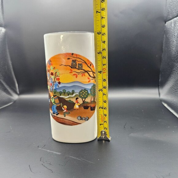 Vintage Reutter Porzellan West Germany Fall Scene Vase - Picture 11 of 14